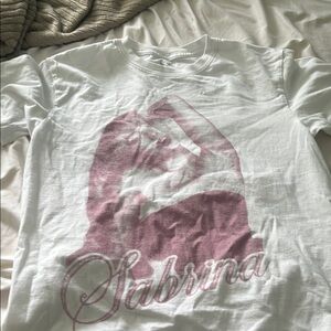 White T-Shirt with Pink Graphic